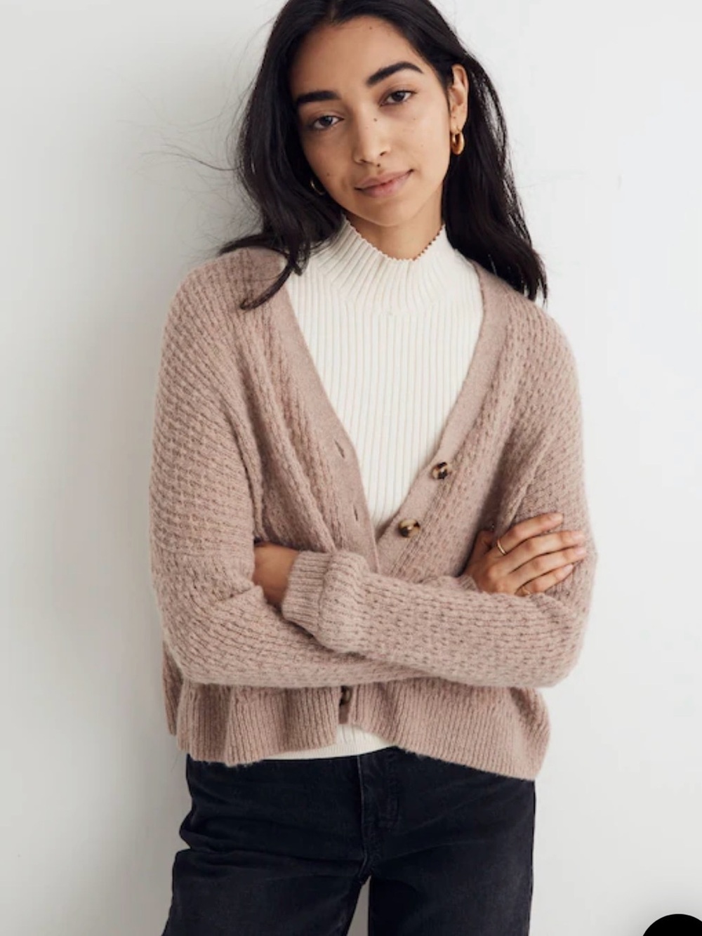 MADEWELL NG708 Mayfair Sweater Cardigan Alpaca Blend Blush Size Medium